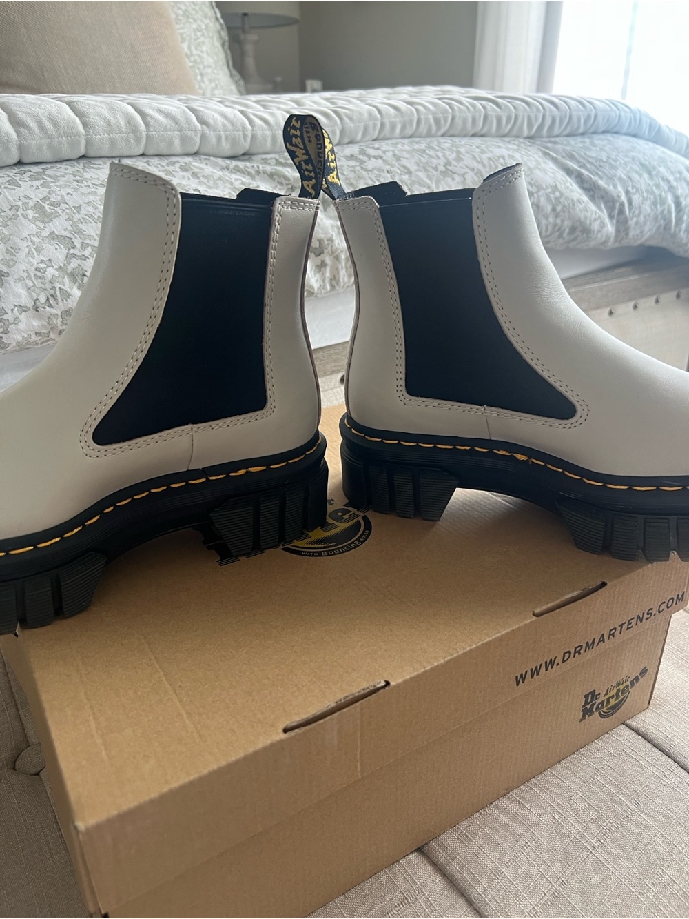 Dr. Martens AirWair Audrick Chelsea Boots with Black Elastic Cobblestone grey
